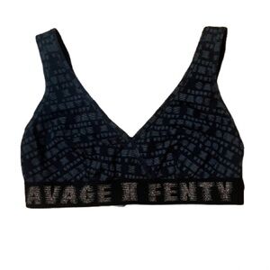 Savage X Fenty Black and Gray Graphic Sparkly Bralette Size 1X